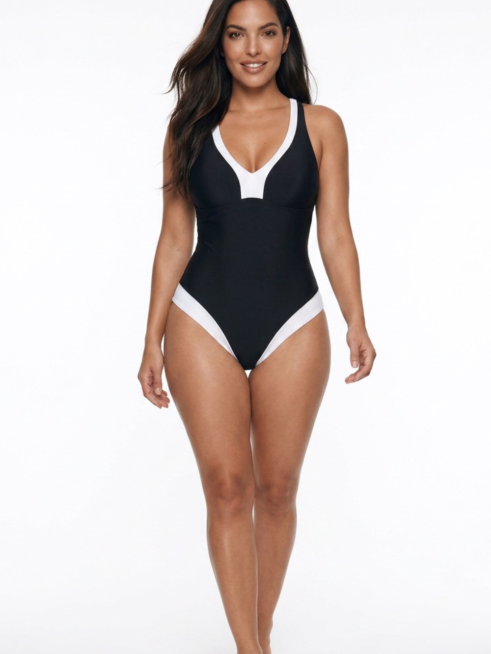 Serra Black and White Contrast One-Piece Swimsuit